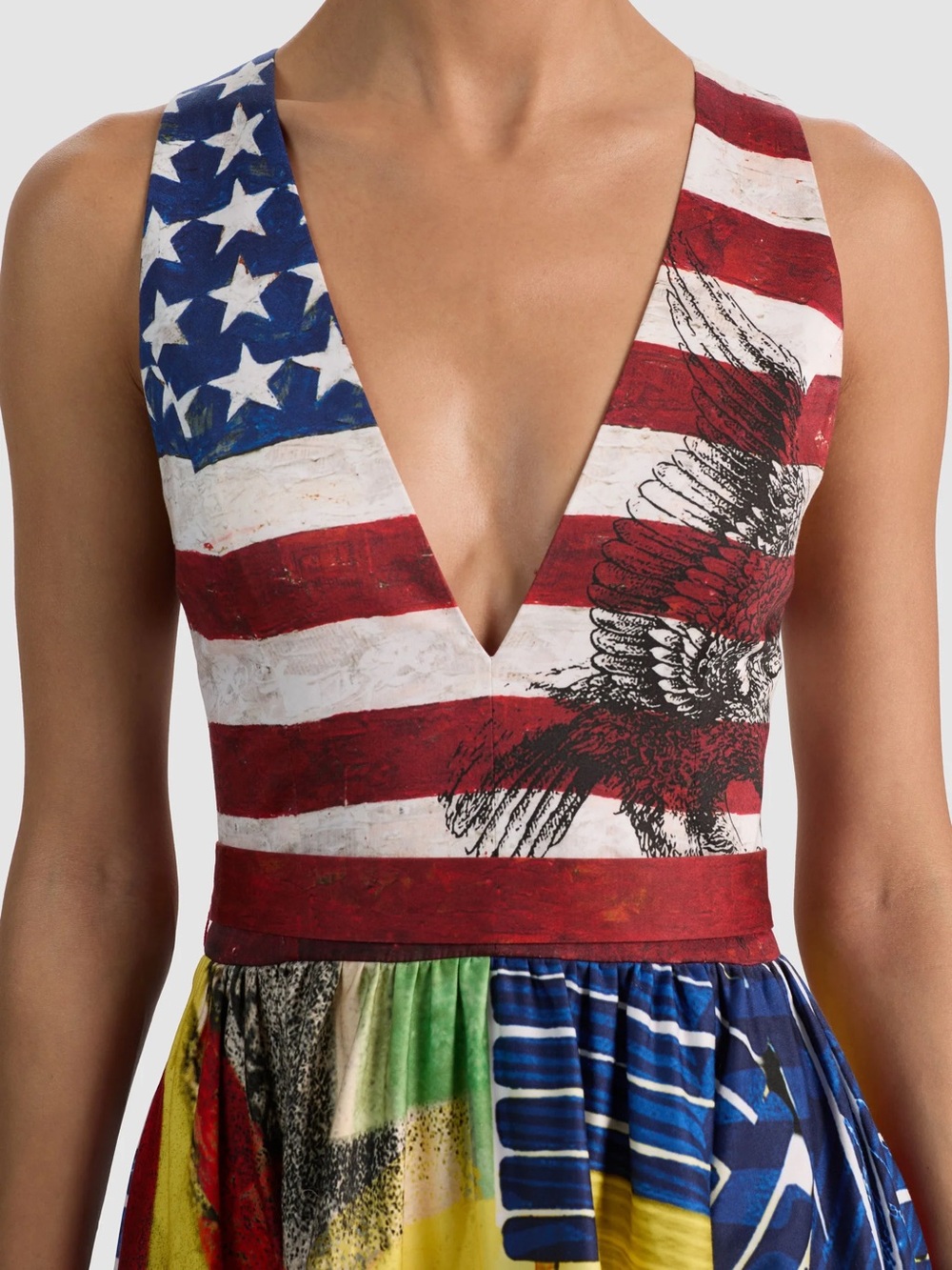 Alice and Olivia Multicolor V-Neck Maxi Dress with American Flag Print - Picture 6 of 6